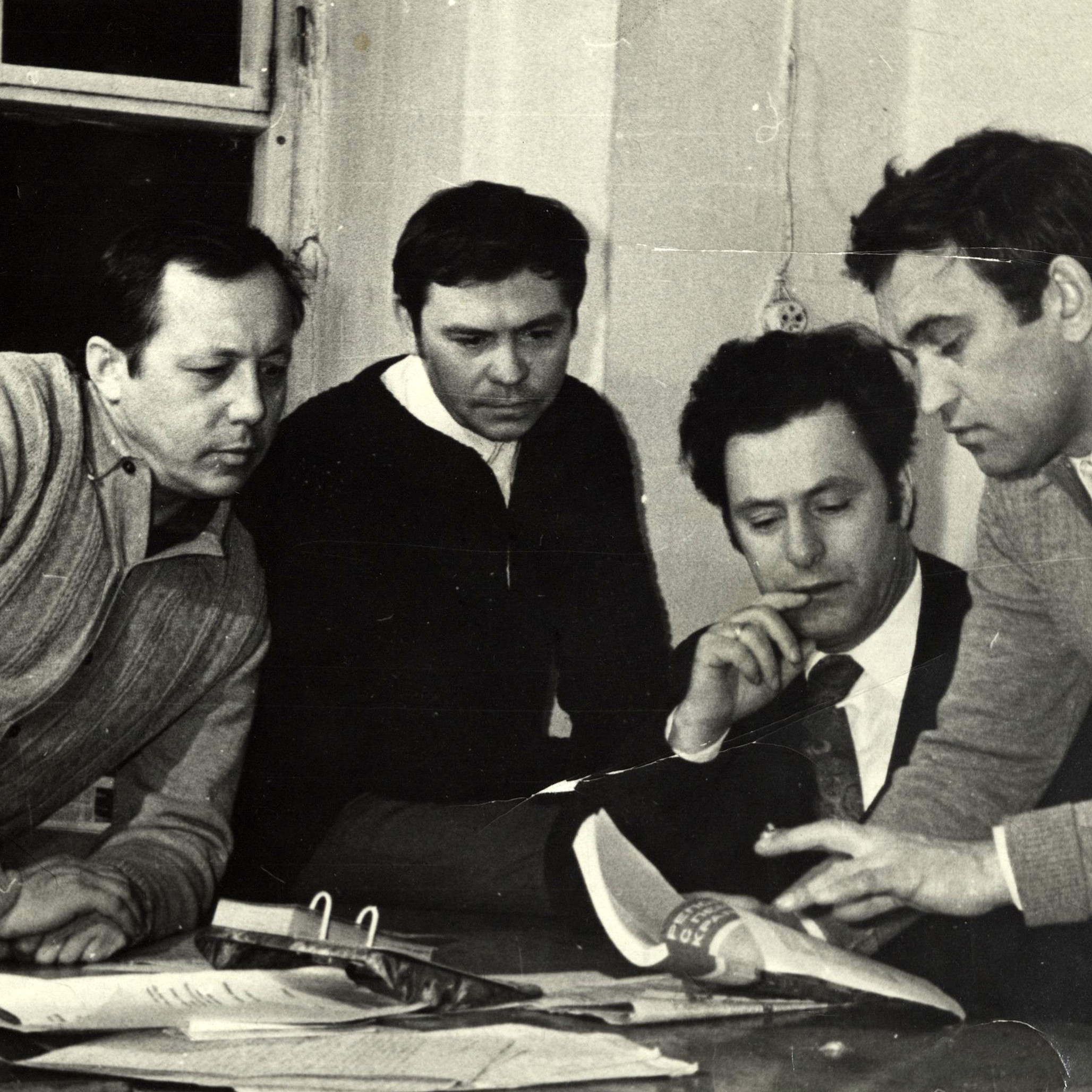 Члены Иркутской писательской организации. Слева направо: А.С. Гурулев, В.Г. Распутин, М.Д. Сергеев, В.М. Шугаев.